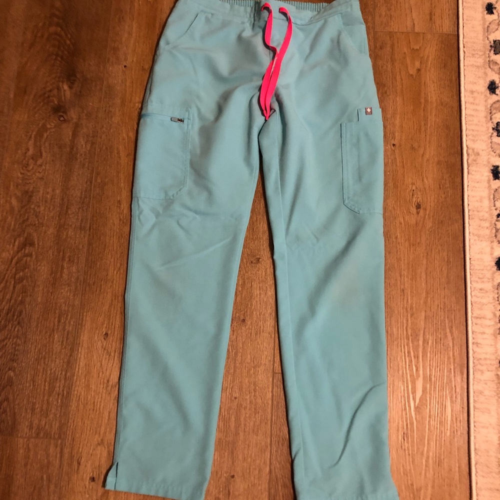 Neon blue Figs scrub pants